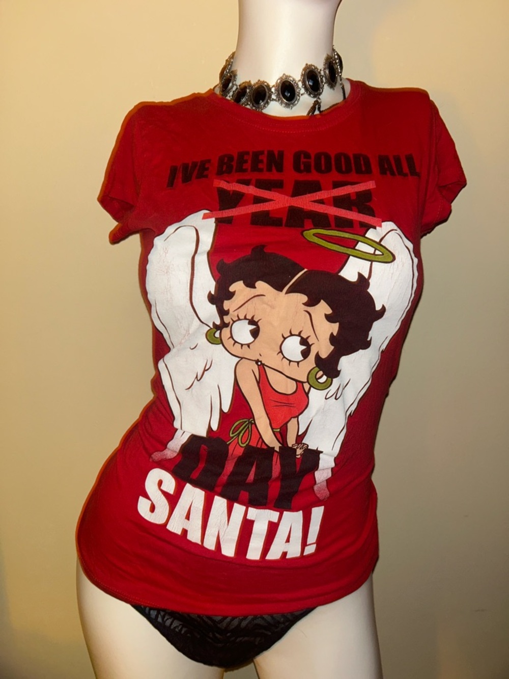 2013 Betty Boop 'Santa' Red Graphic Tee